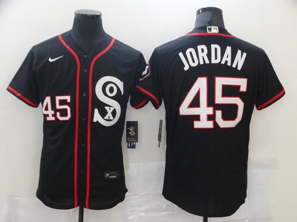 Men's Chicago White Sox #45 Michael Jordan Black Flex Base Stitched Jersey